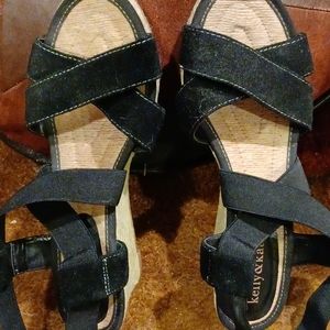 Sandals womens black and tan